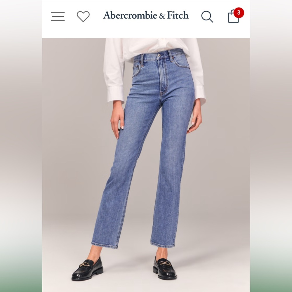 Abercrombie & Fitch curve love ultra high waist straight jeans 23 short